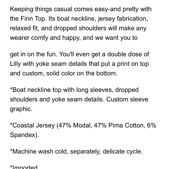 Lilly Pulitzer Finn Top size small perfect condition.  New without tags - Picture 7 of 7